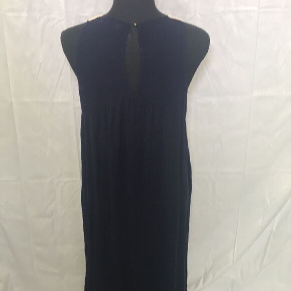Suzanne Betro, Blue Sheer Tank Dress w Side Pockets and Slits, Medium - Picture 7 of 11